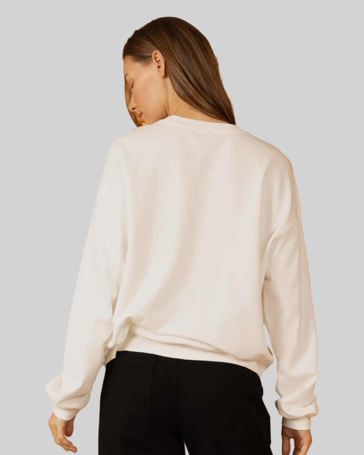 WHITE FRENCH TERRY SWEATSHIRT WITH SIDE TIE DETAIL