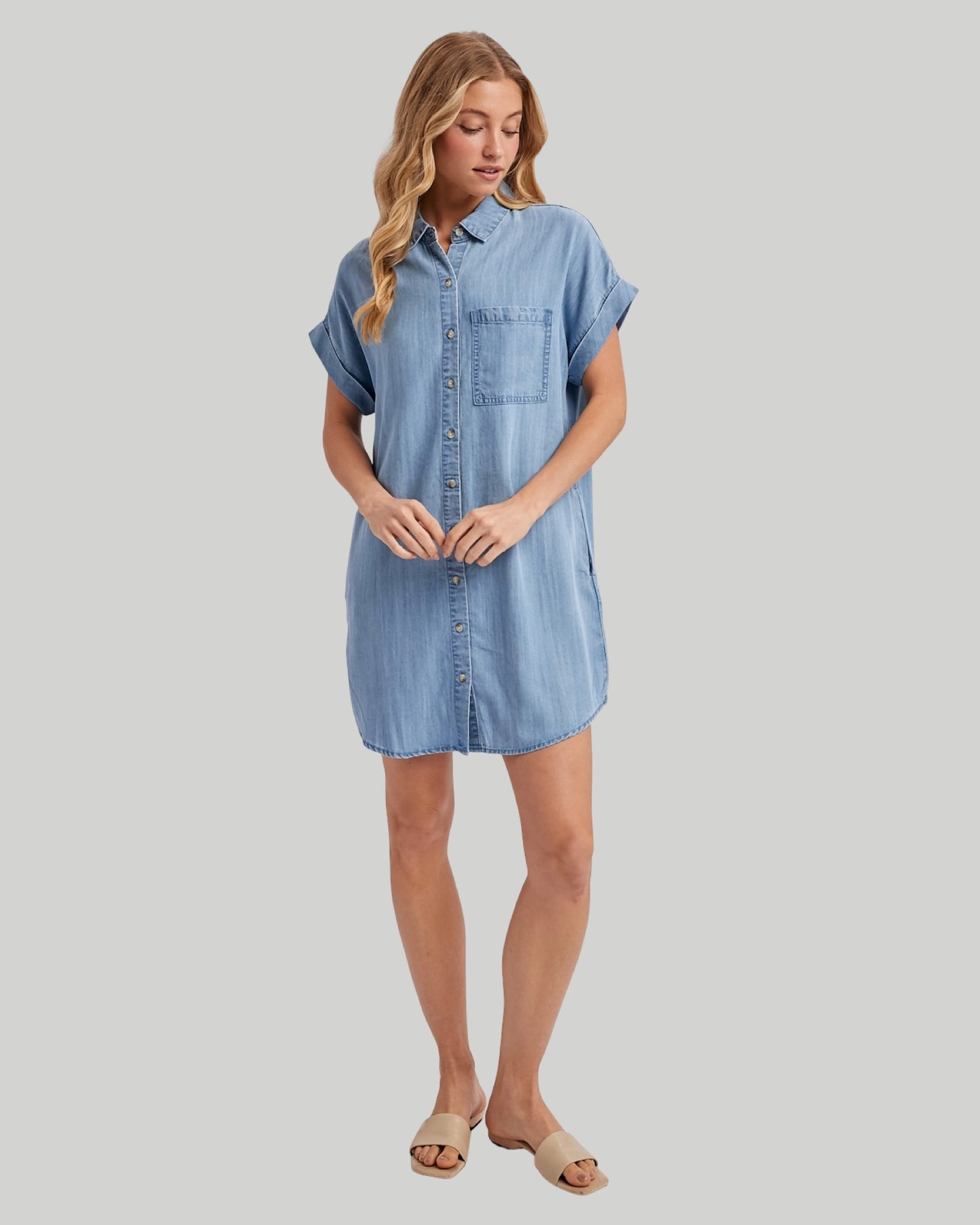 Denim Button Down Shirt Dress