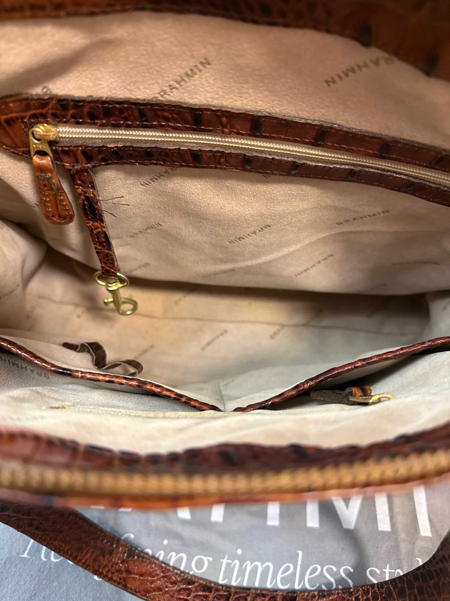 Brahmin Asher Tote in Pecan Embossed Croc Leather