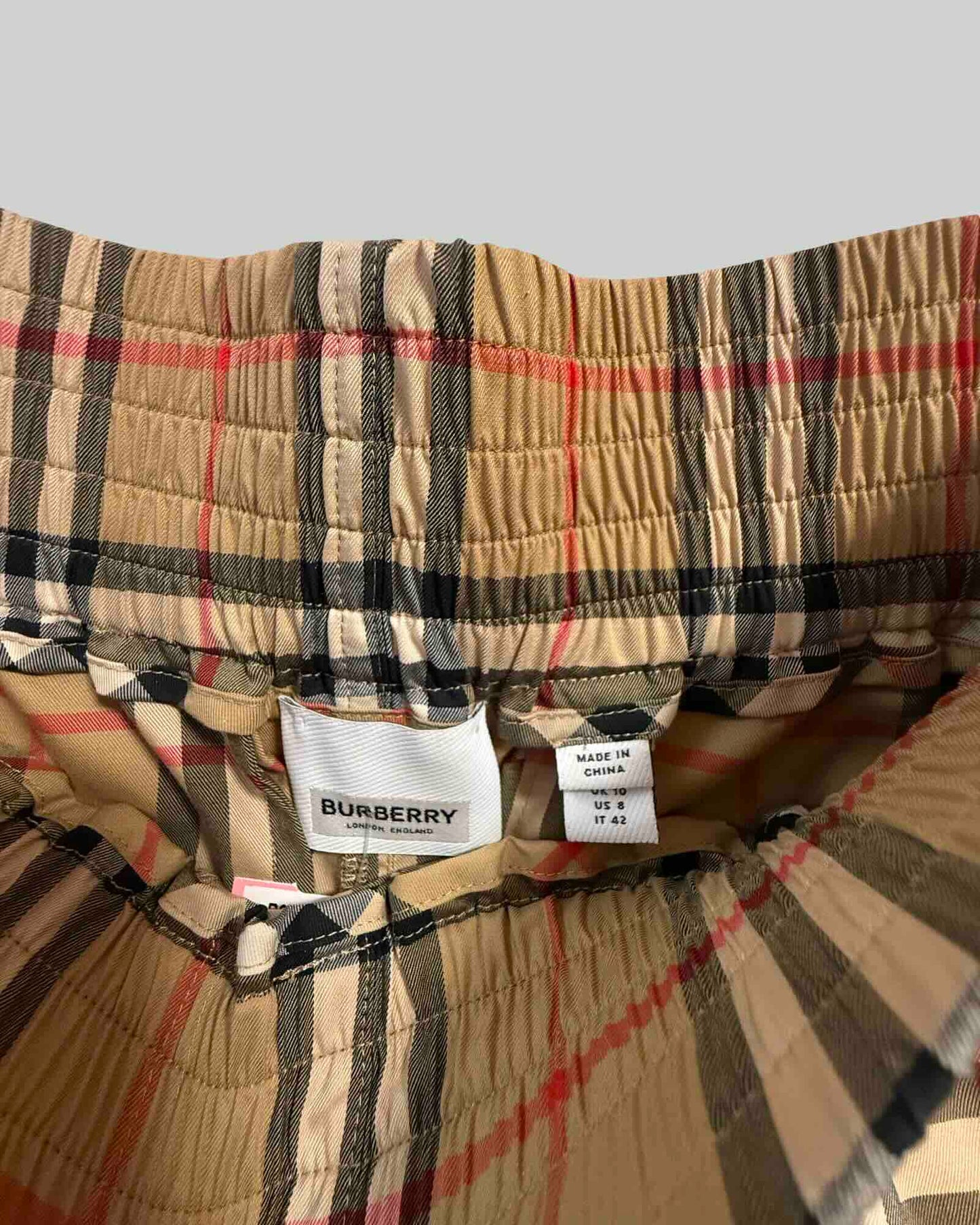 Burberry Striped Checked Cotton Blend Shorts