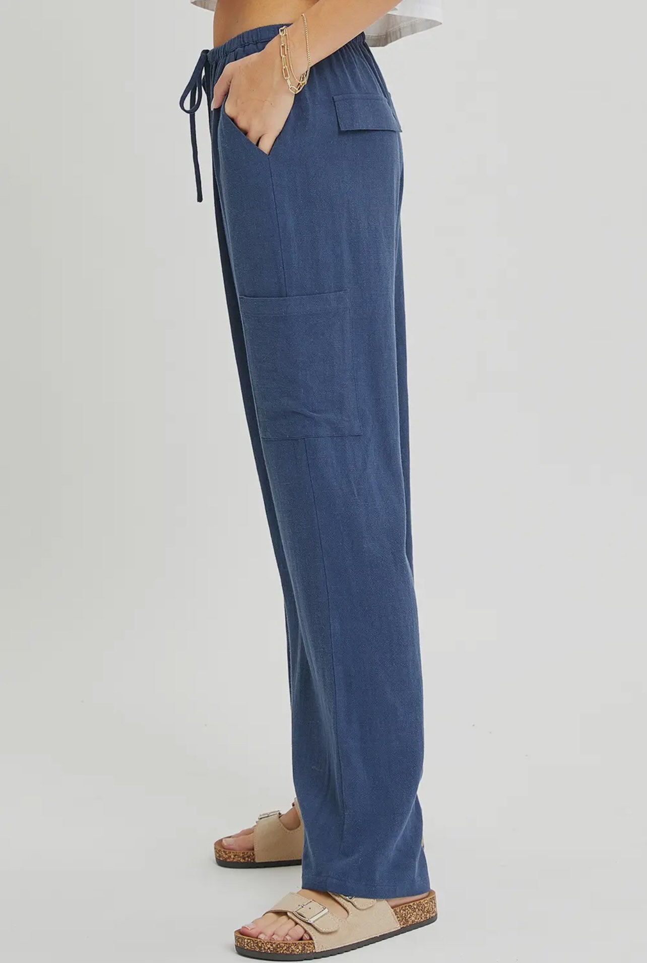 LINEN BLEND PULL ON PANTS more colors available