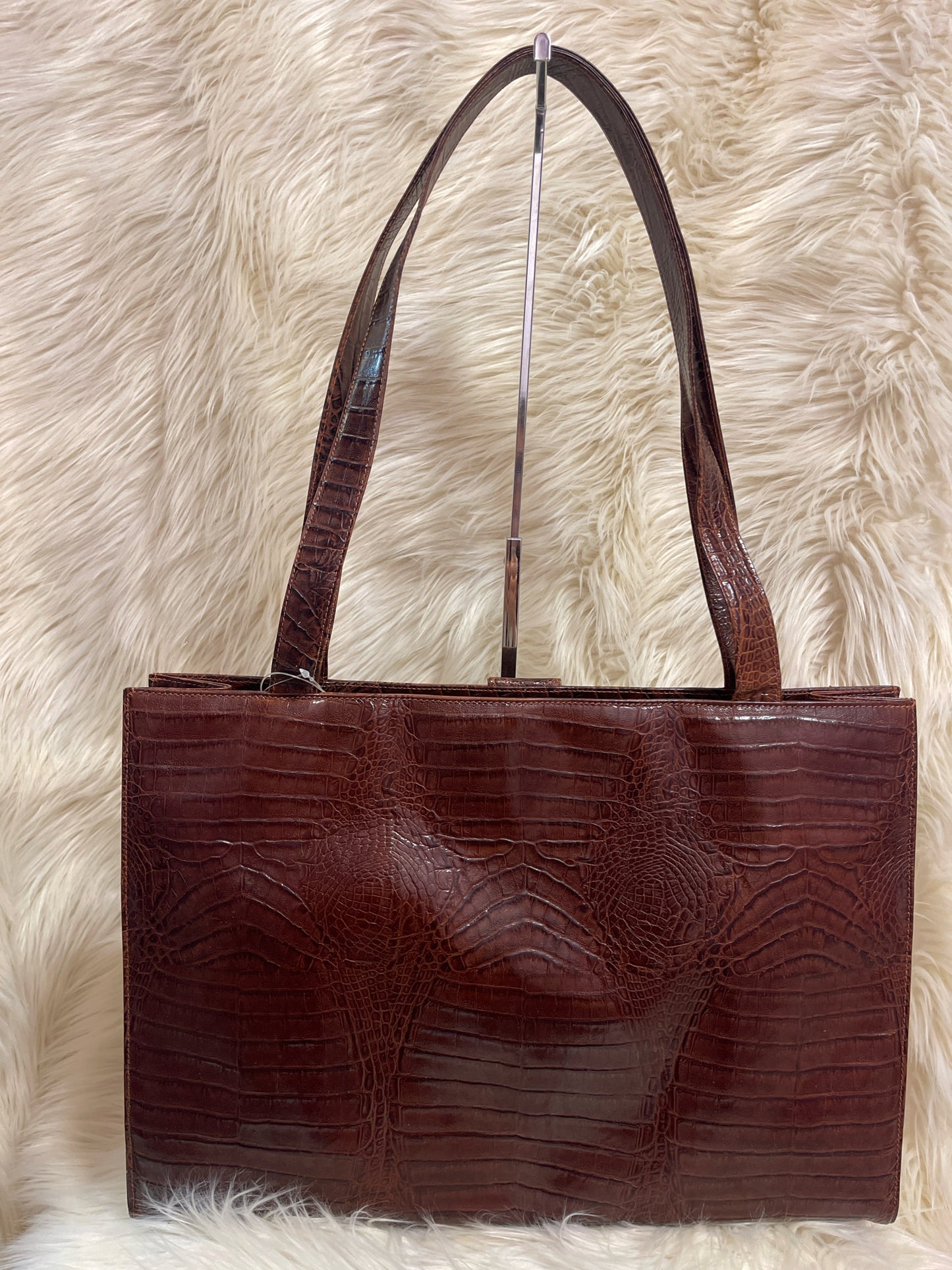 VALENTINO GARAVANI BROWN EMBOSSED TOTE