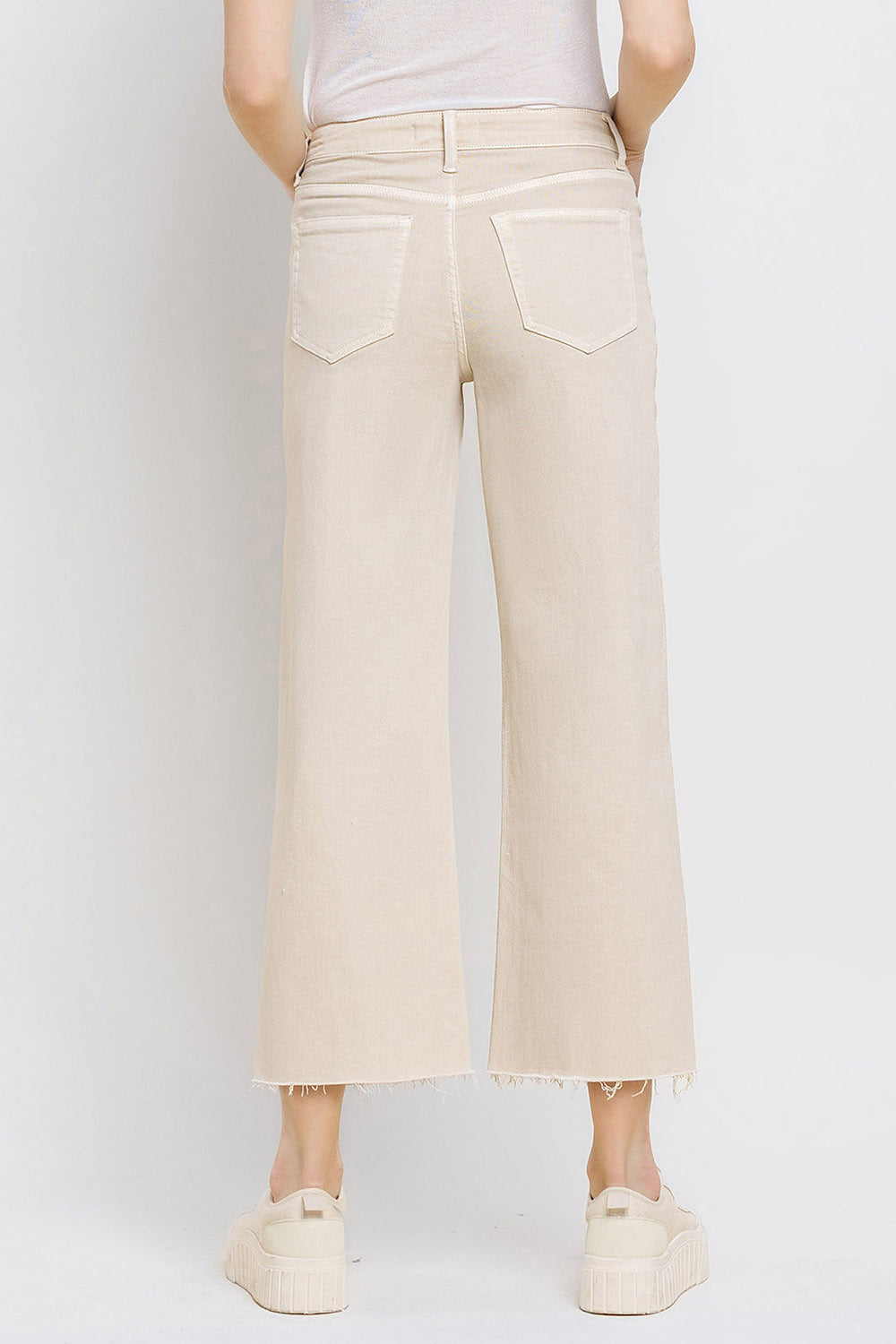 High rise crop wide leg jeans white swan