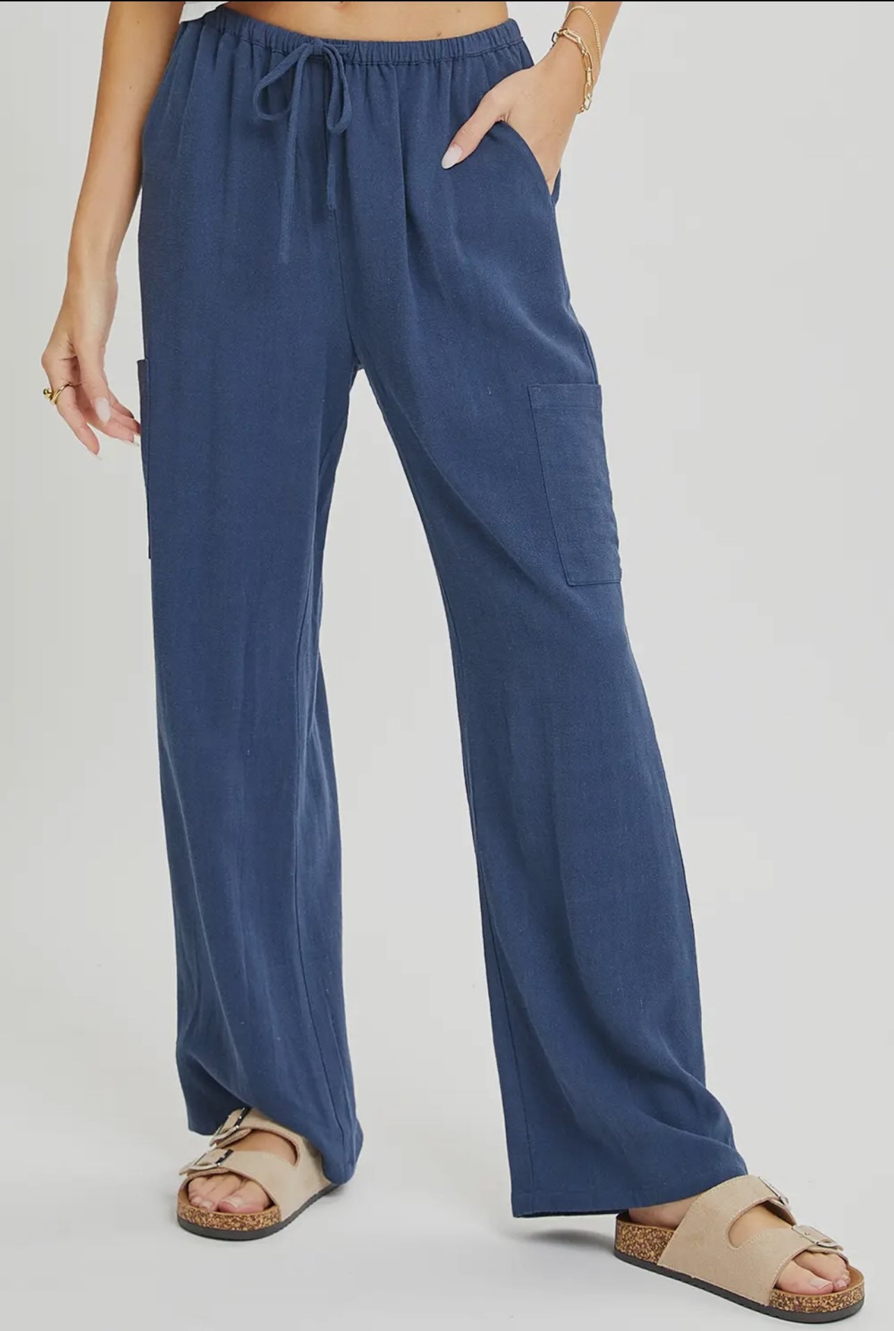LINEN BLEND PULL ON PANTS more colors available