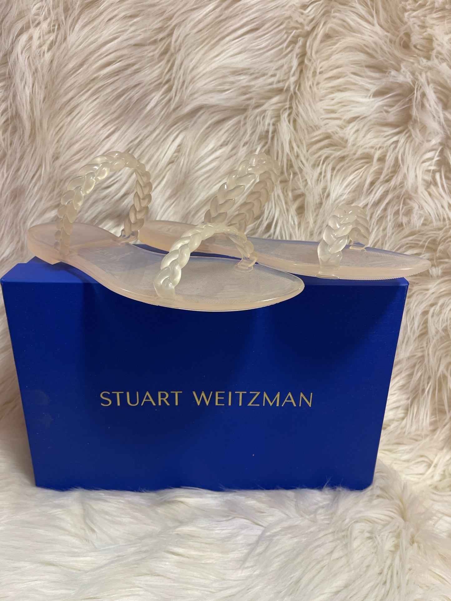 STUART WEITZMAN BRAIDA SAWYER CLEAR JELLY SANDALS W BOX