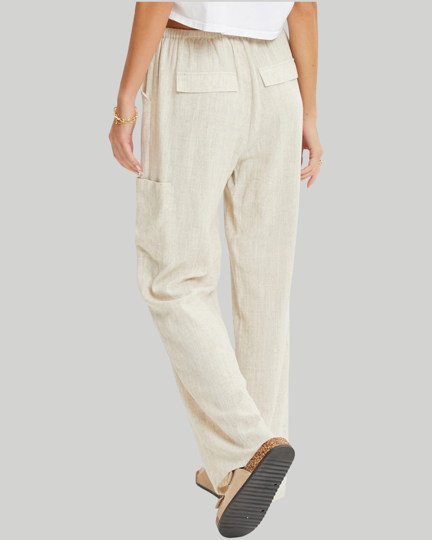 LINEN BLEND PULL ON PANTS more colors available