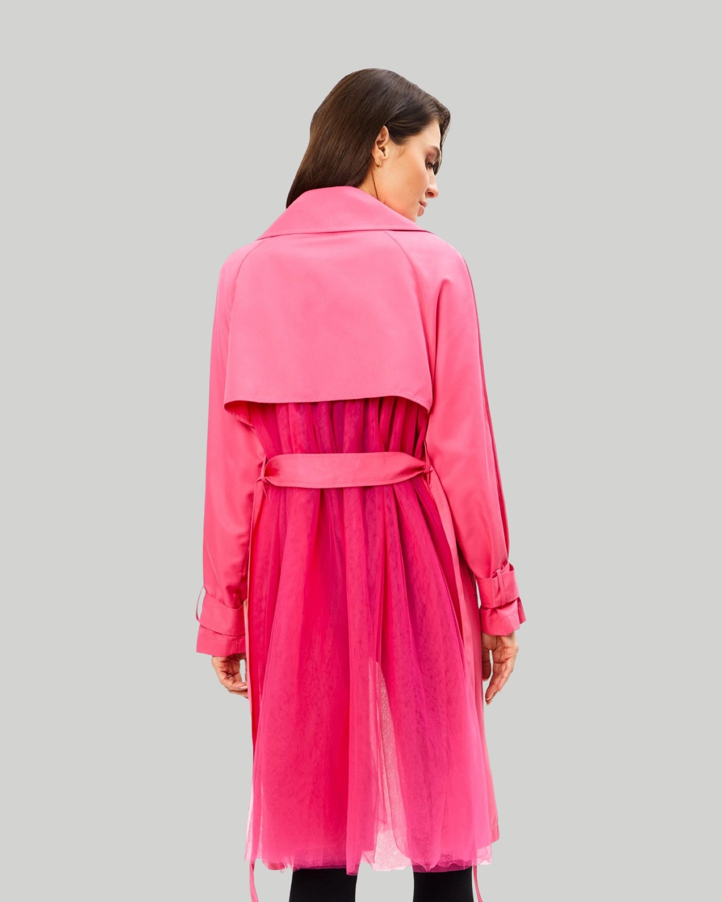 Pink lightweight Double Breasted Belted Coat