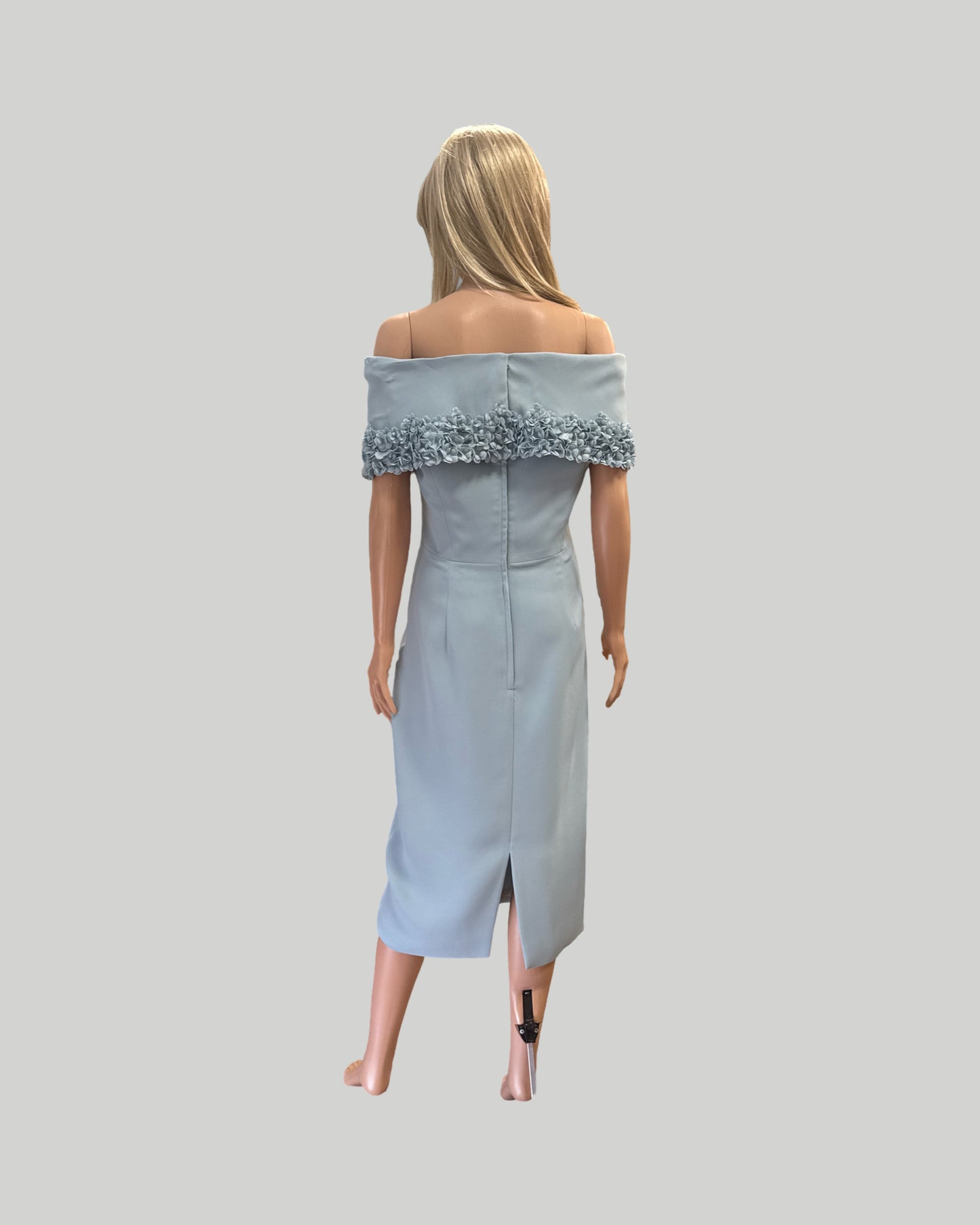 CATHERINE REGEHR OFF SHOULDER WITH EMBELLISHED COLAR MIDI DRESS