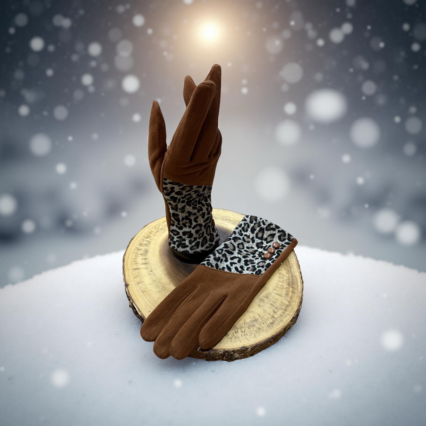 Grey and Leopard Gloves other colors available