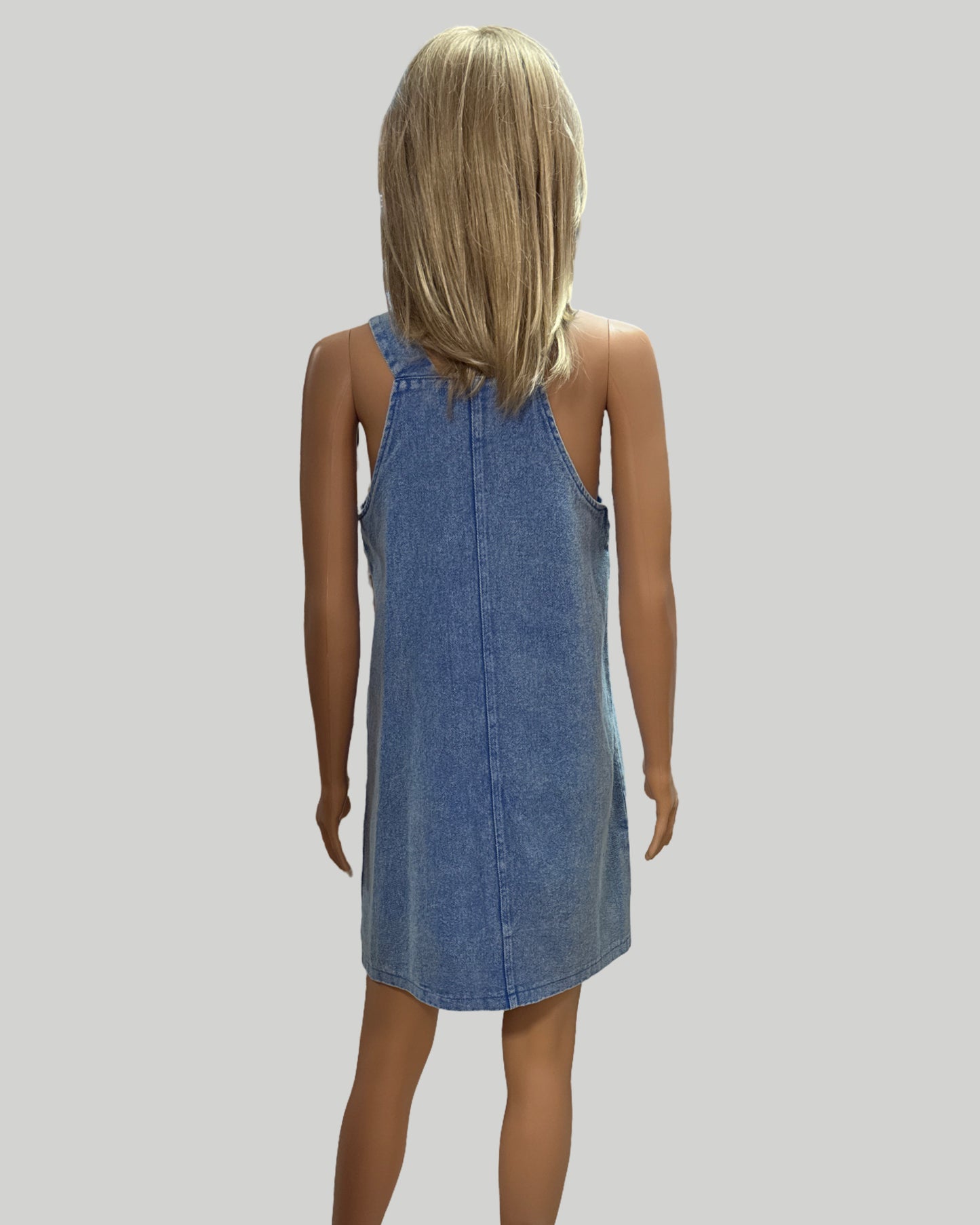 MINERAL WASHED TWILL OVERALL DRESS DENIM BLUE S