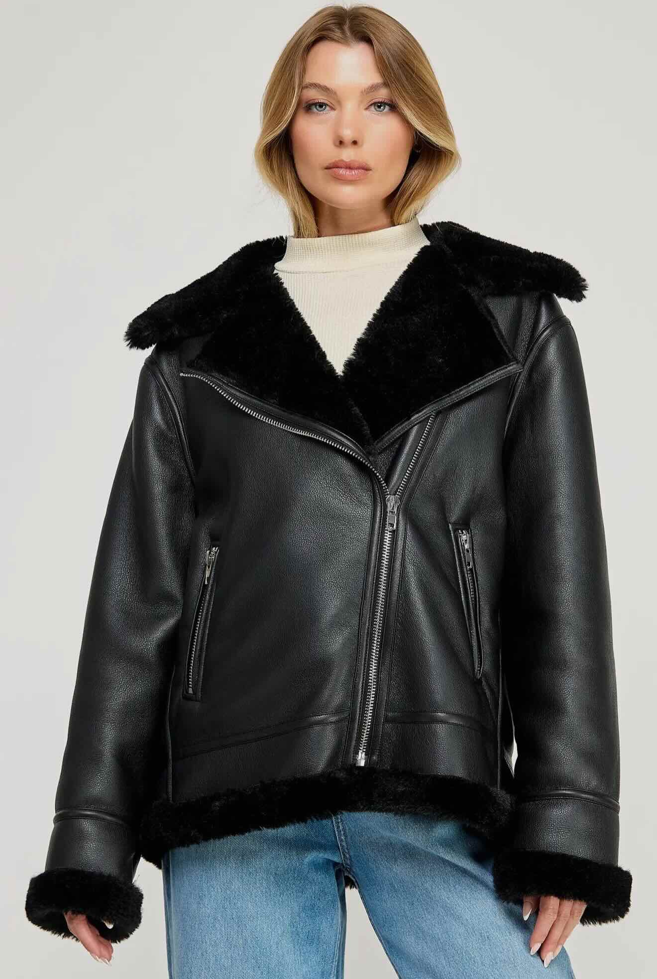 Liam Pilot Jacket - Oversized Shearling fur pu jacket