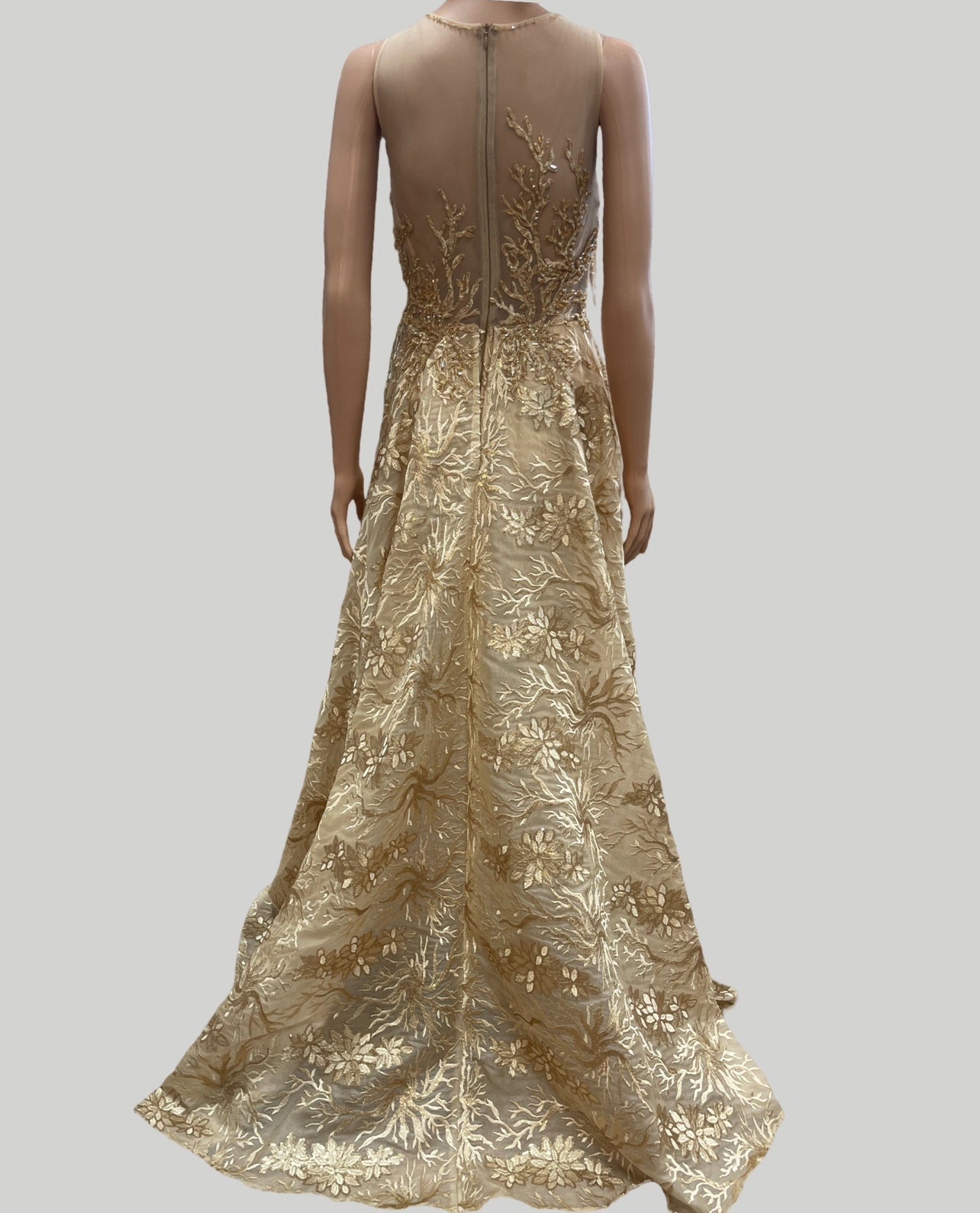 AZZURE COUTURE GOLD CHAMPAGNE SEQUINED GOWN