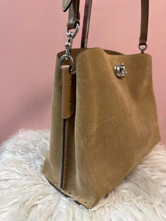Coach Willow Suede Hobo with Rivets and Detachable Strap
