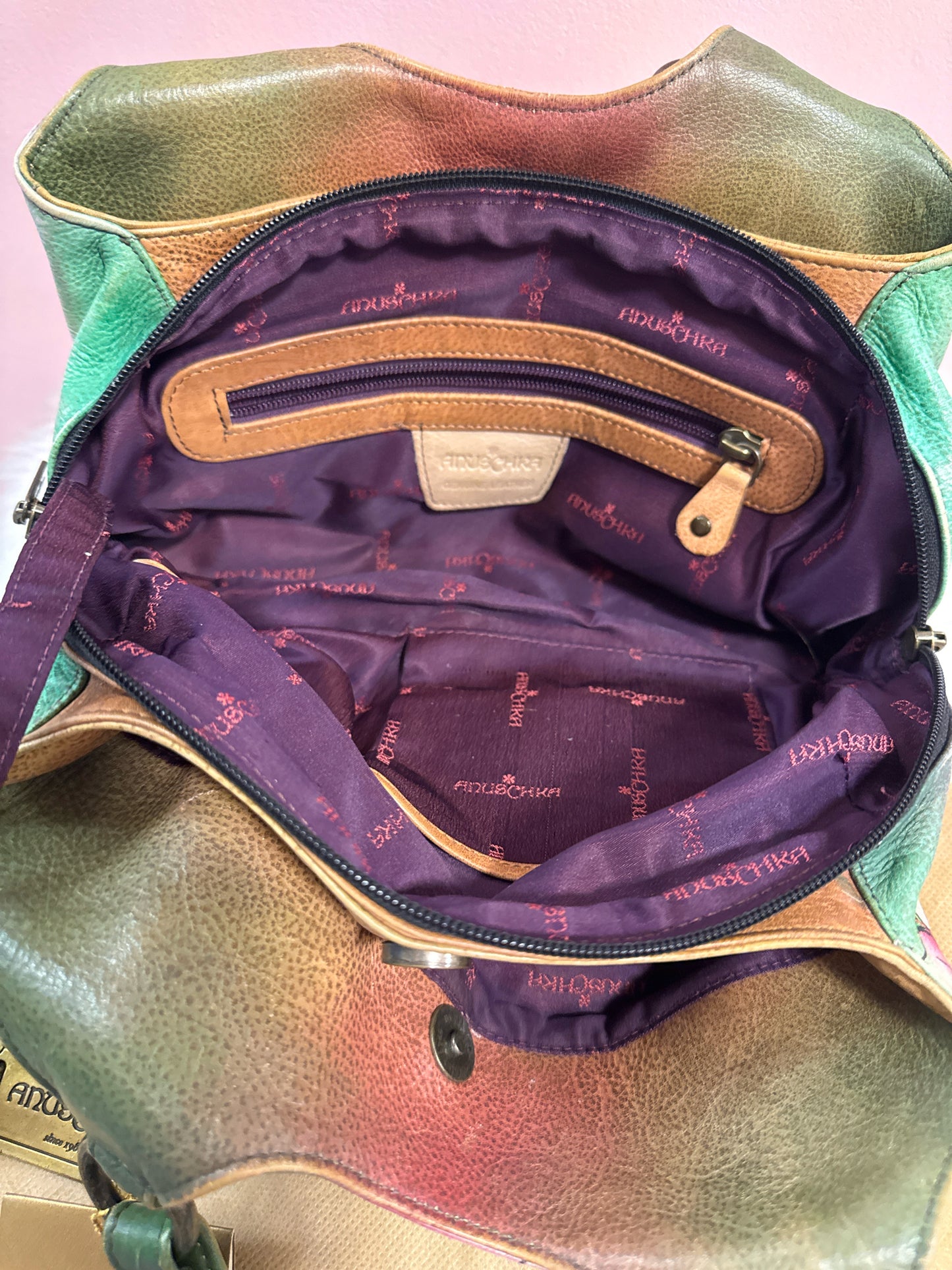 Anuschka paisley floral multi print bag NWT dust bag included