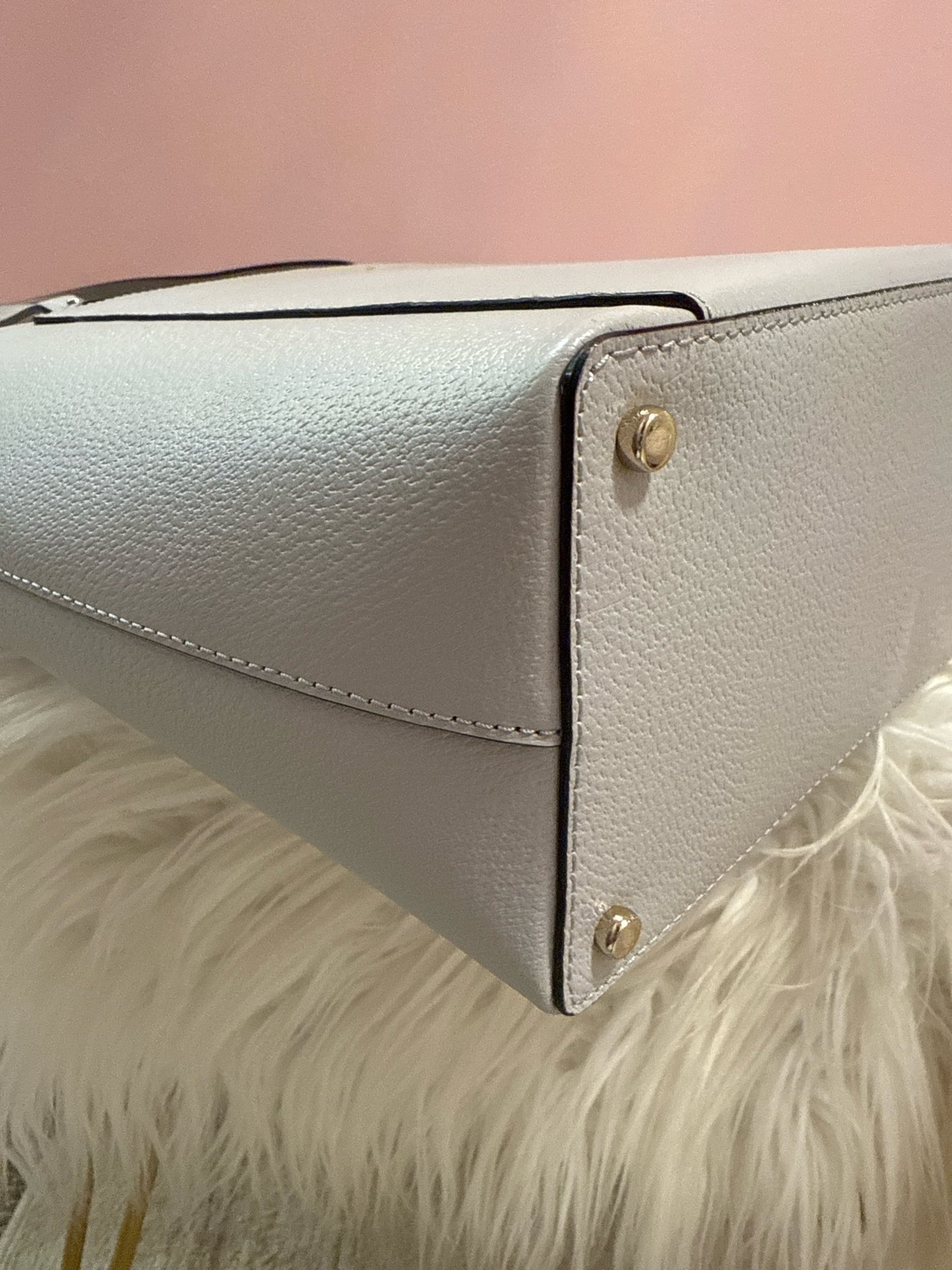 Kate Spade light gray zip top tote bag