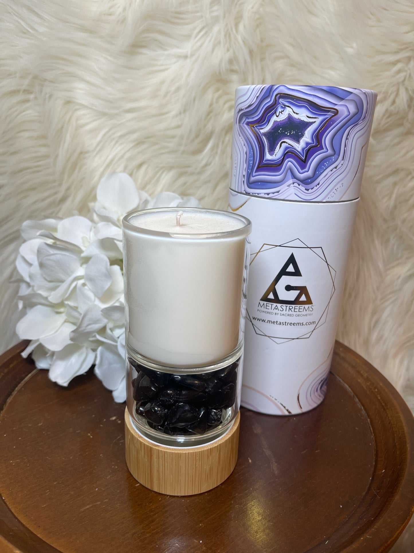 CRYSTAL POWER CANDLE OBSIDIAN