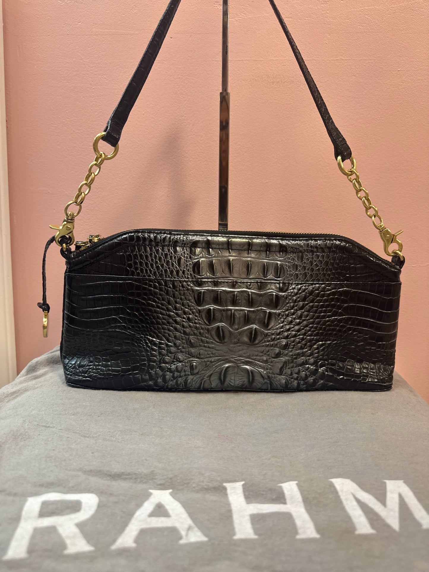 Brahmin Black and Gray Ombre Melbourne Shoulder Bag