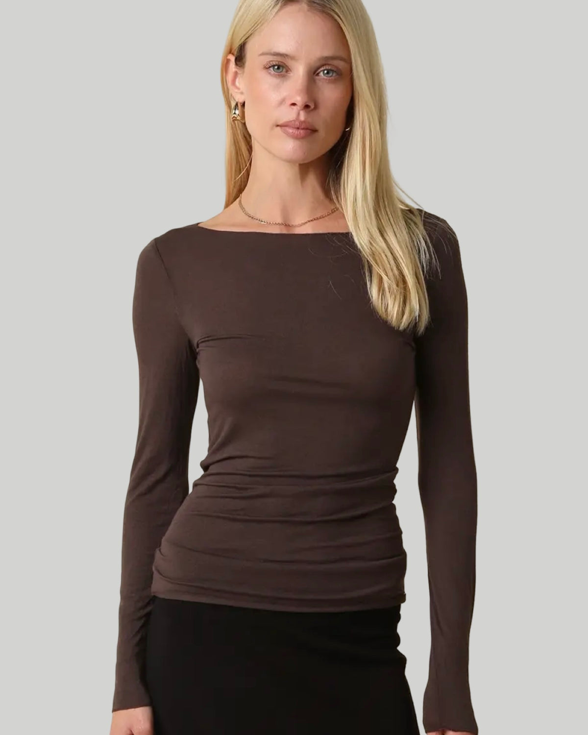 Gwen Long Sleeve Brown Top