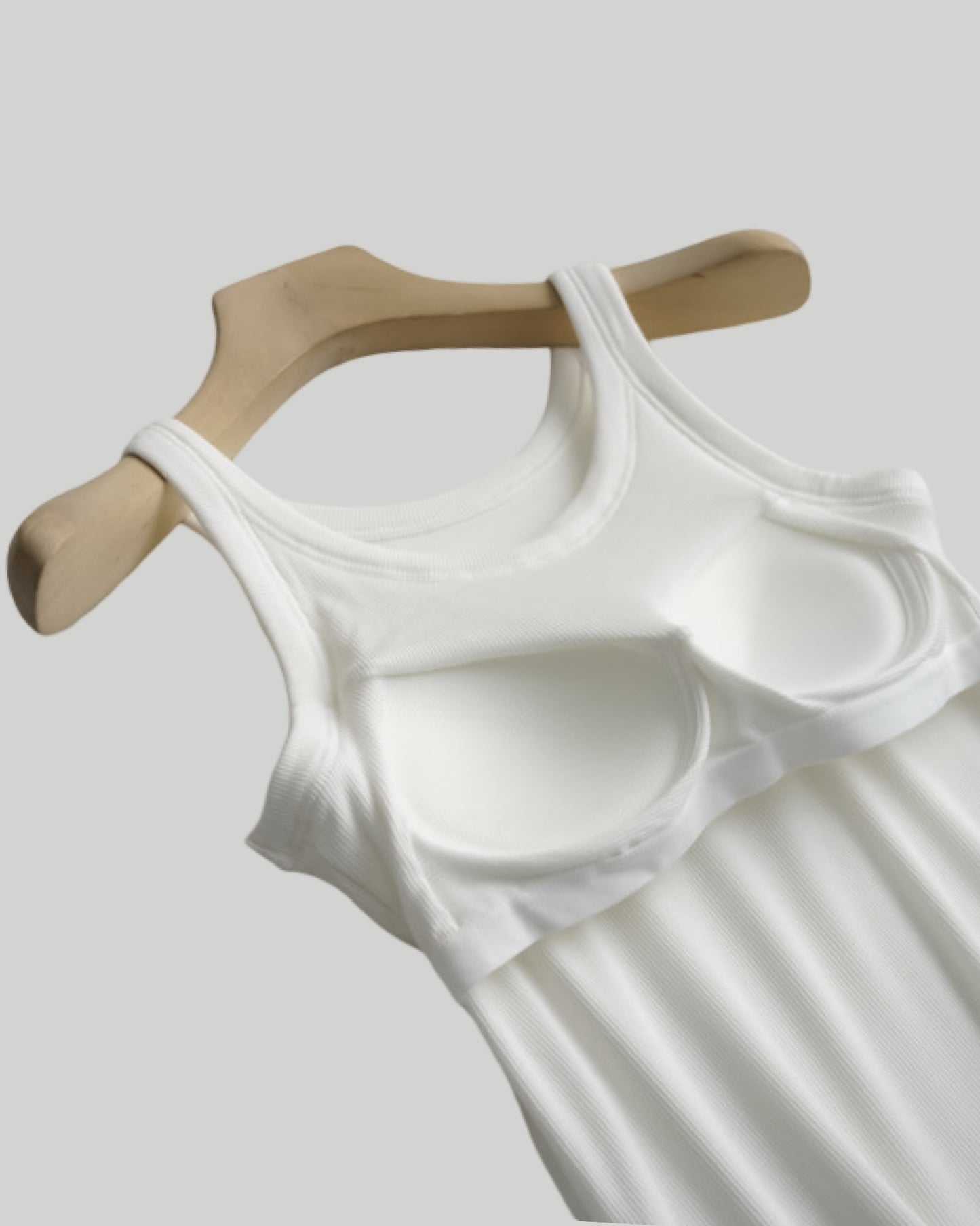Basic Rib Soft Tank Top W Built in Bra available in Black, White, Tan