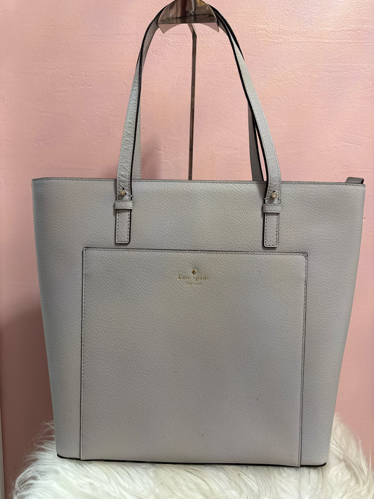 KATE SPADE LIGHT GRAY ZIP TOP TOTE