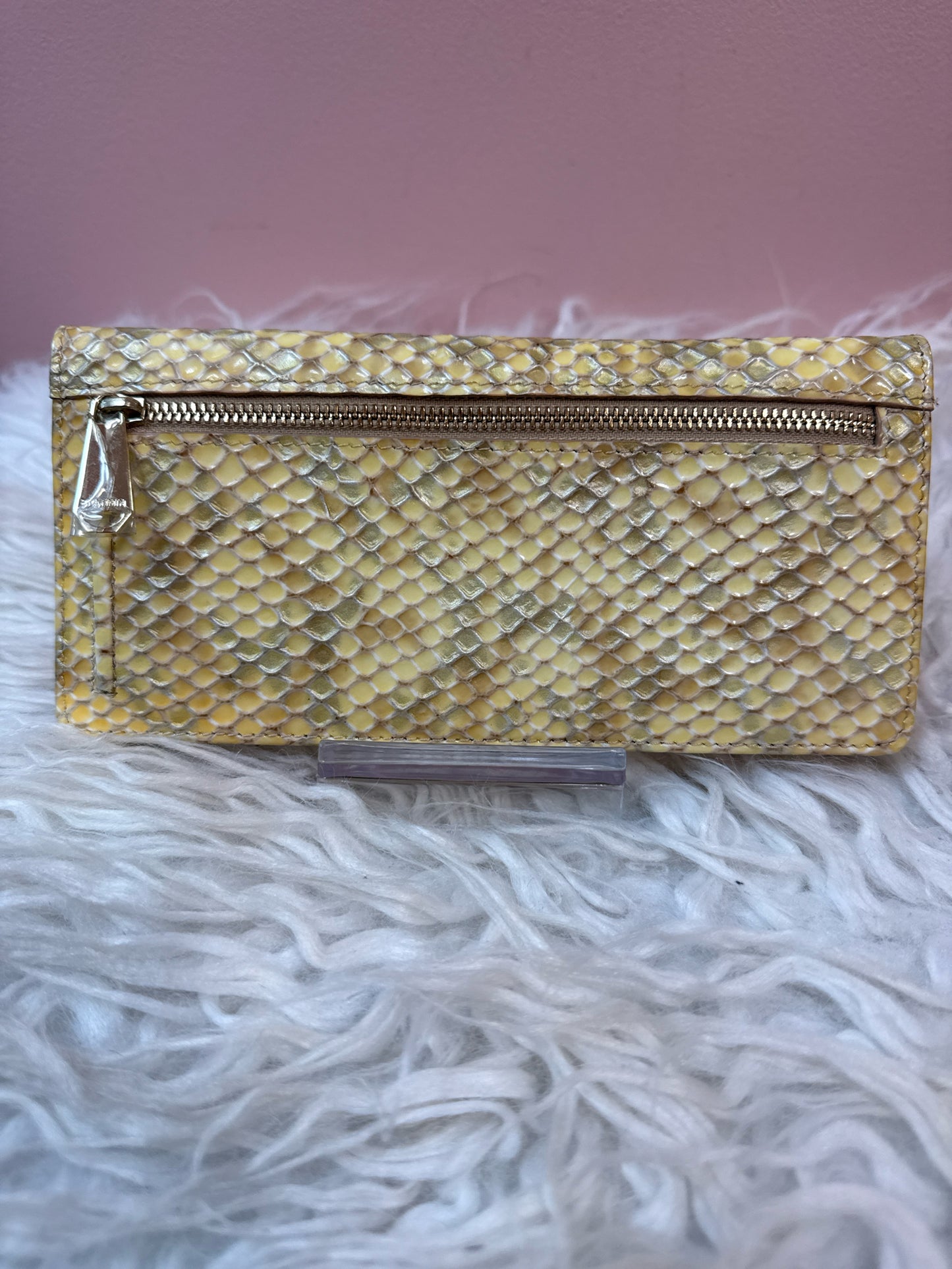 Brahmin Yellow Tone Snake Embossed Wallet