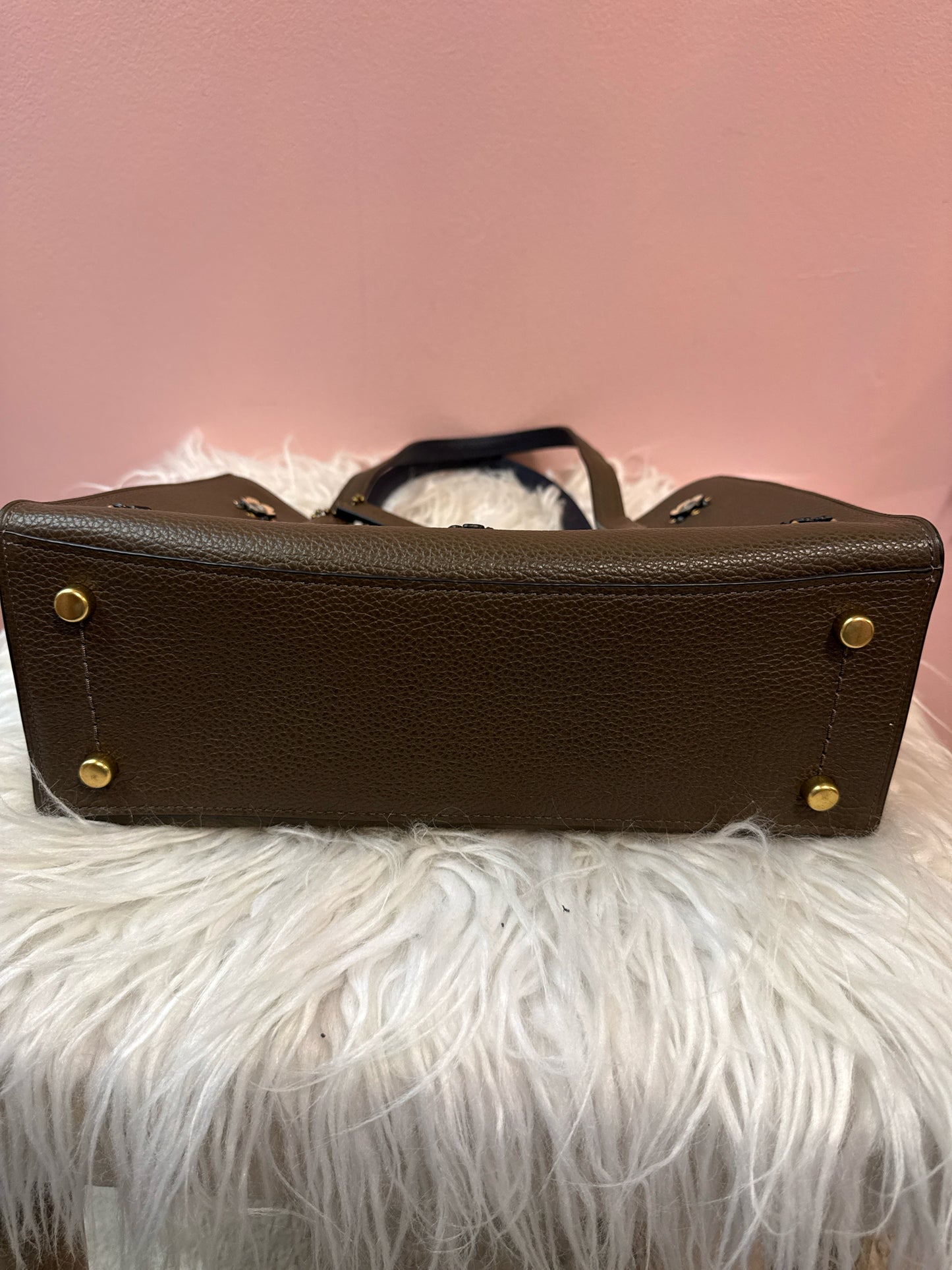 Coach Charlie Carryall 28 with rivets n Pebbled Olive Leather