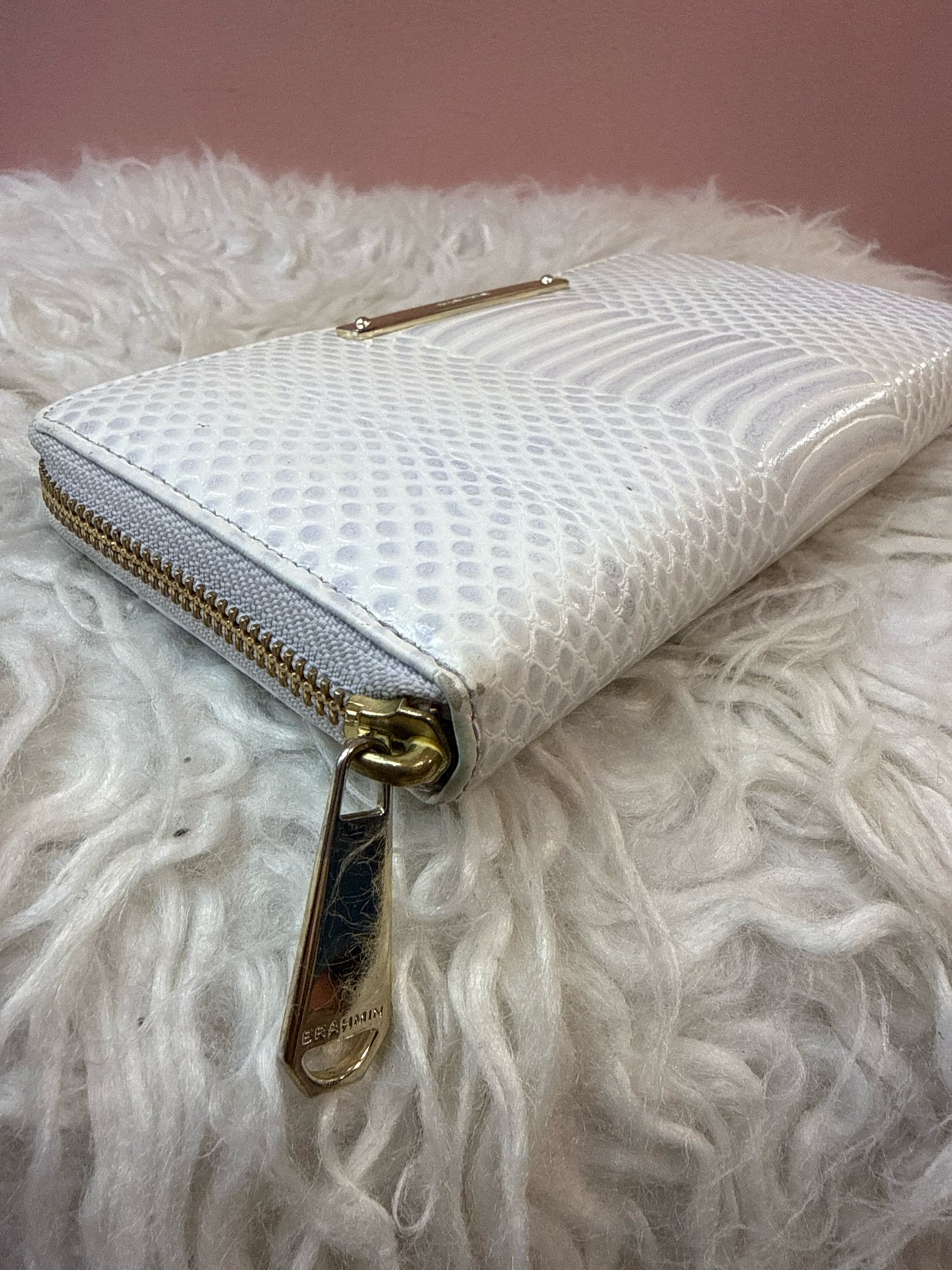 Brahmin White and Grey Zip Around  Wallet