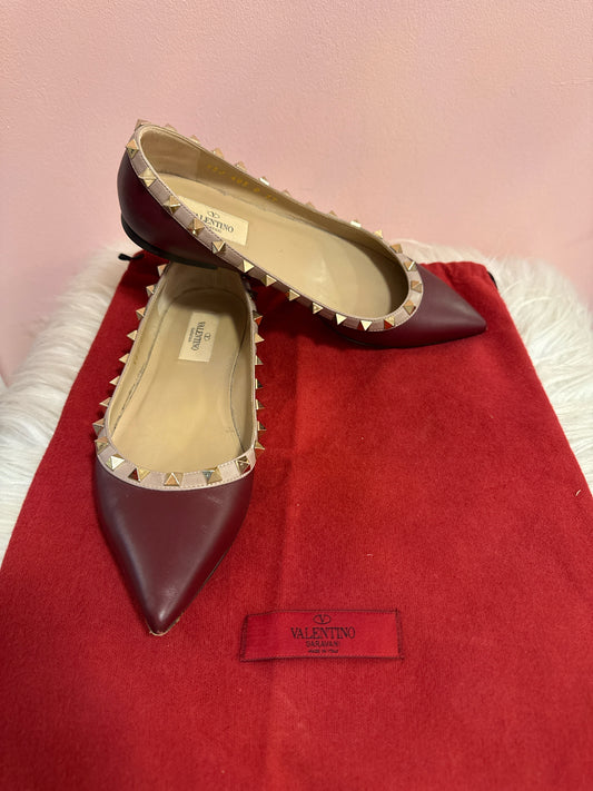 Valentino Garavani Rockstud Pointed -Toe Ballet Flats with Dust Bag