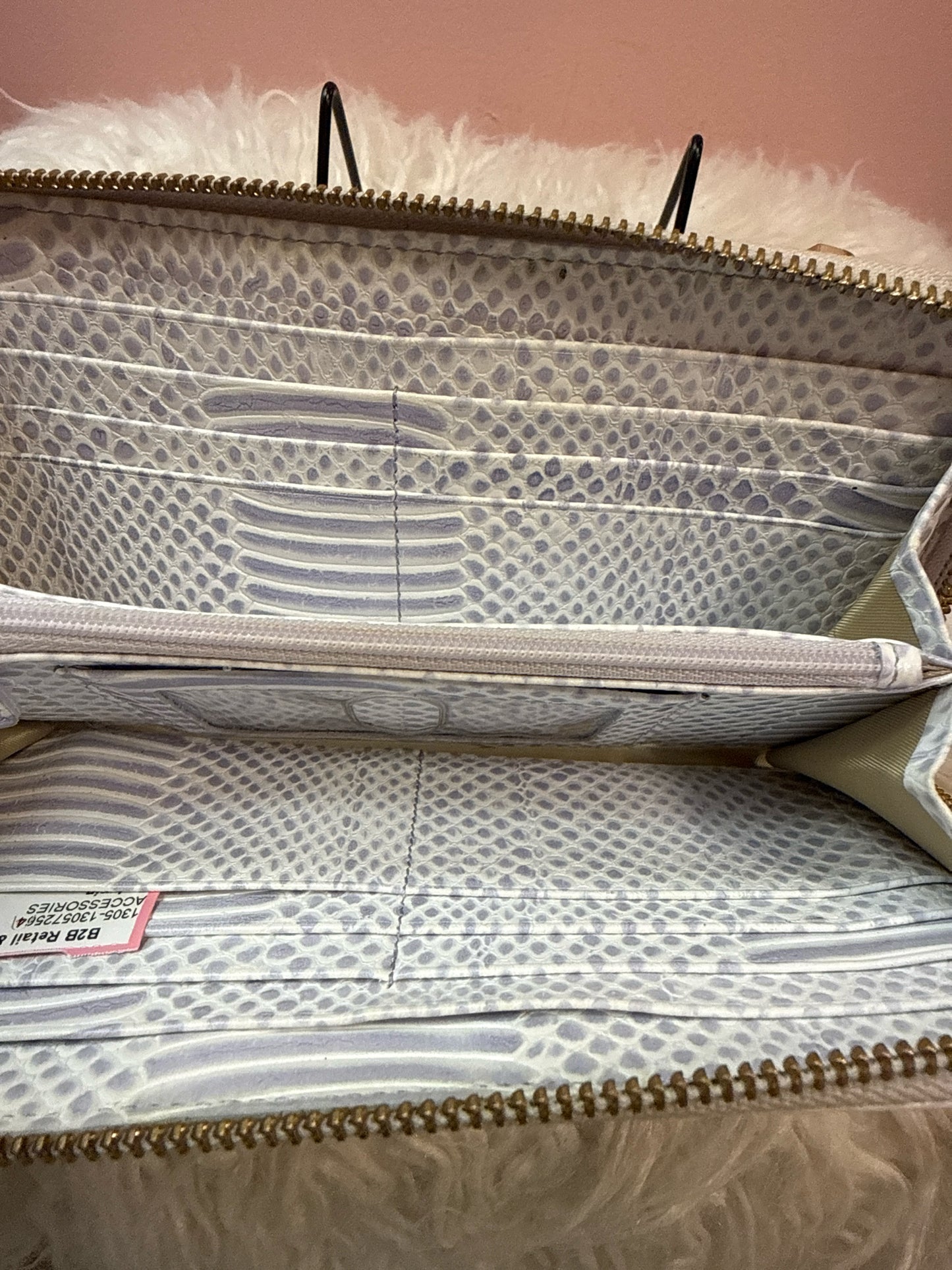 Brahmin White and Grey Zip Around  Wallet