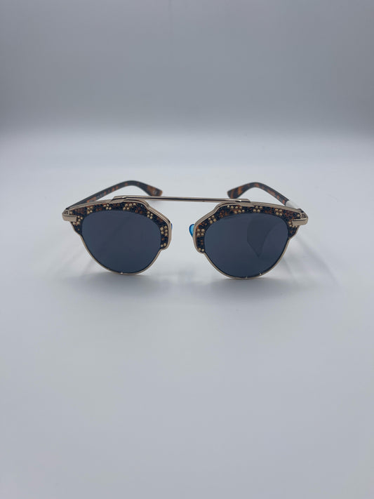 JIMMY CRYSTAL NEW YORK  HELENA BROWN LEOPARD CRYSTAL SUNGLASSES