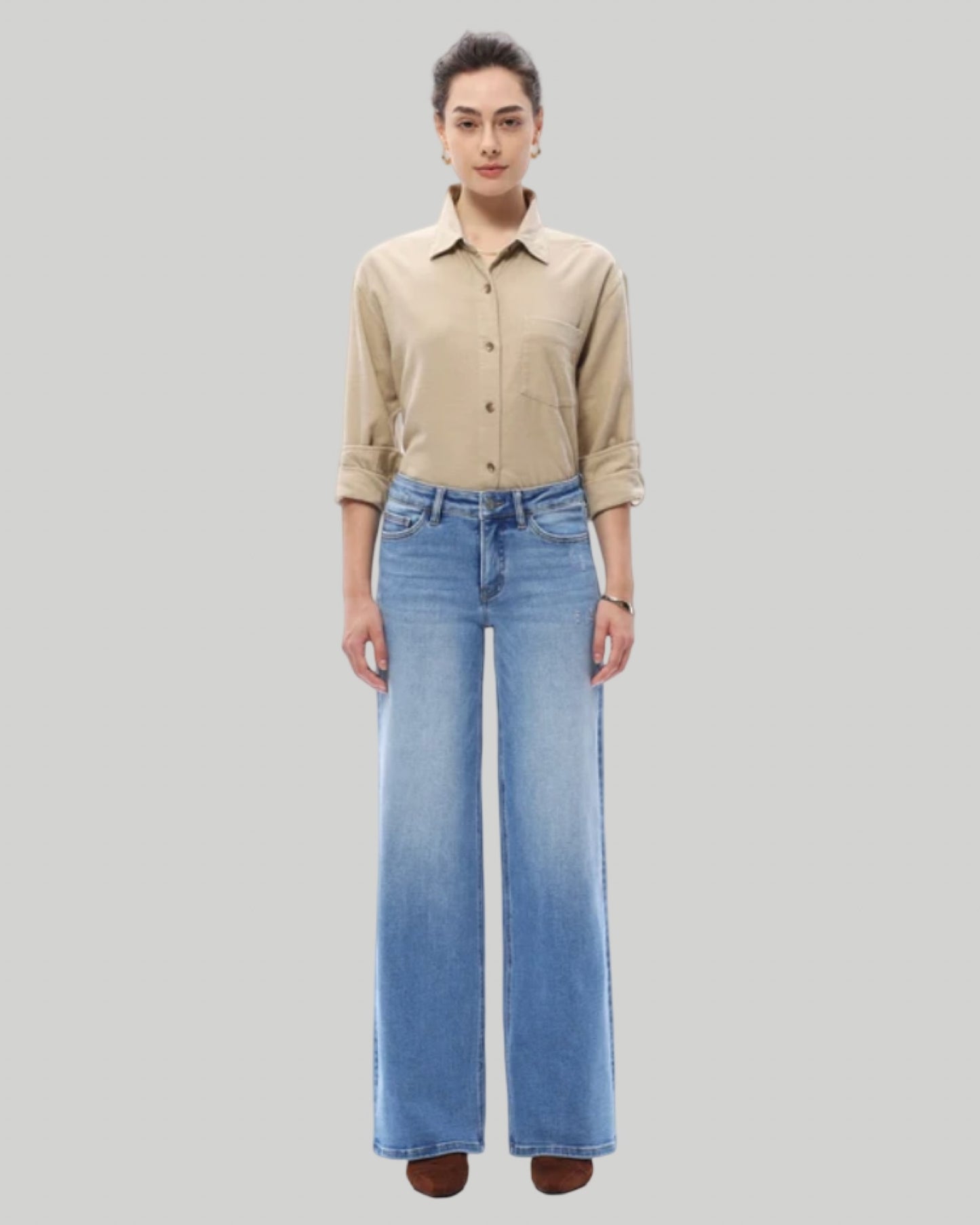 Bayeas Mid Rise Wide Leg Jeans