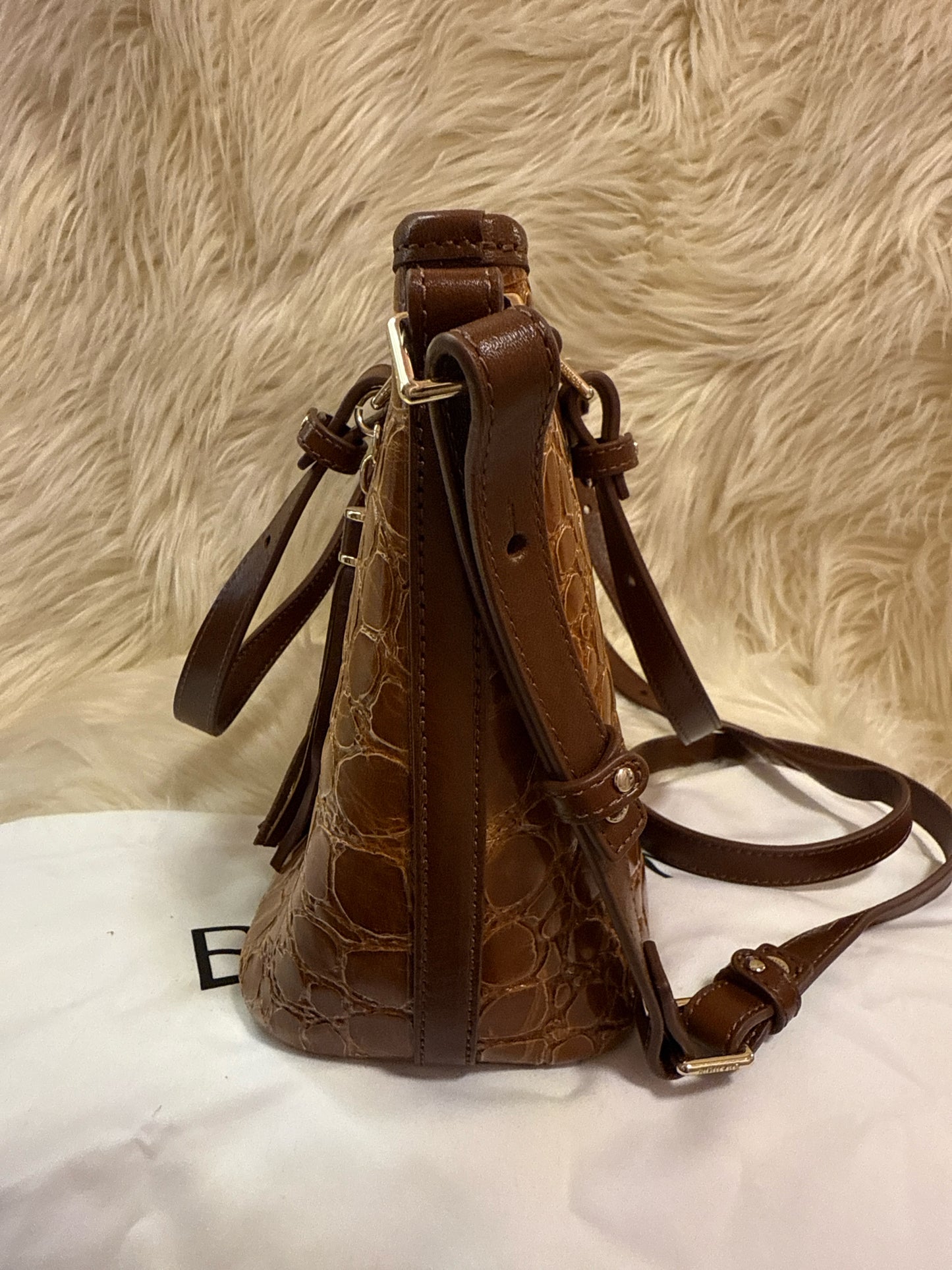 BRAHMIN MELBOURNE PECAN SHOULDER BAG WITH LONG STRAP