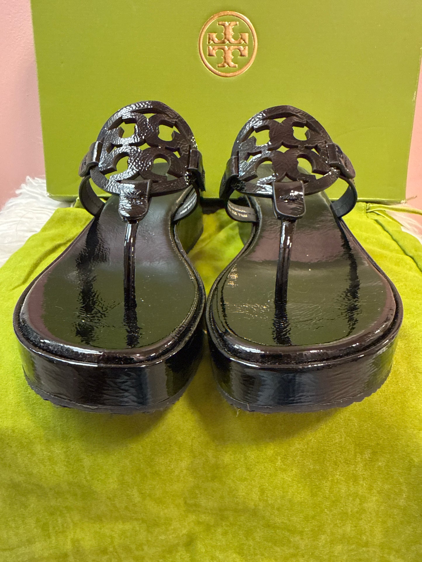 Tory Burch Miller Wedge Patent Leather Sandals
