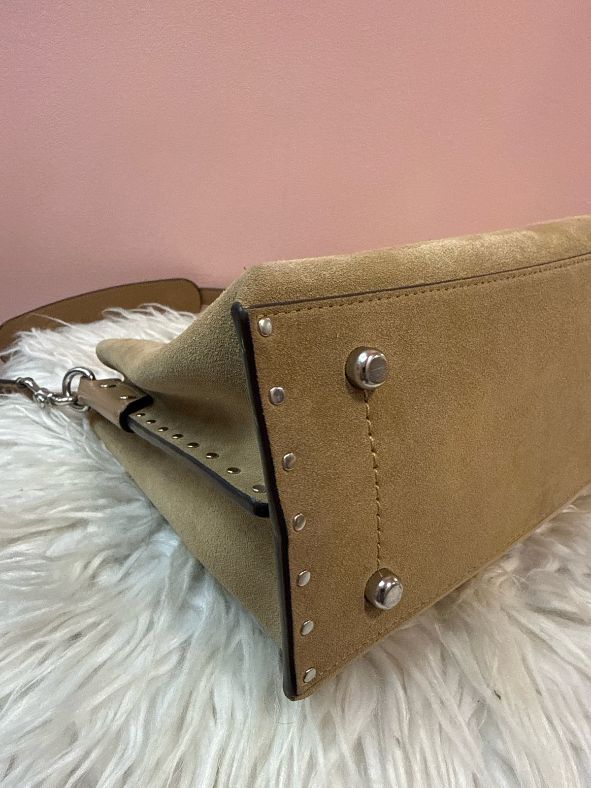 Coach Willow Suede Hobo with Rivets and Detachable Strap