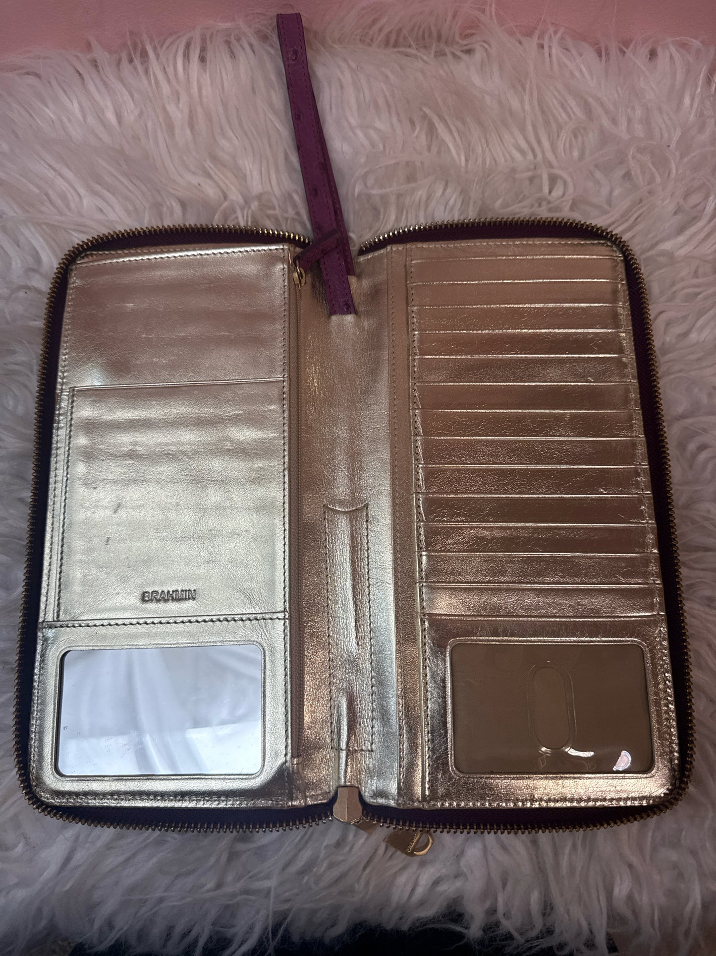 Brahmin Mulberry Orchid Embossed Travel Wallet
