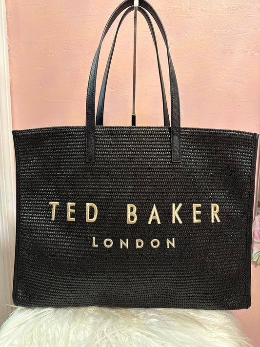 TED BAKER BLACK ICON LEATHER TOTE BAG