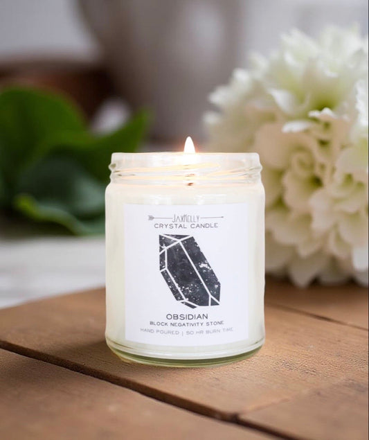 CRYSTAL OBSIDIAN CANDLE 9 OZ.