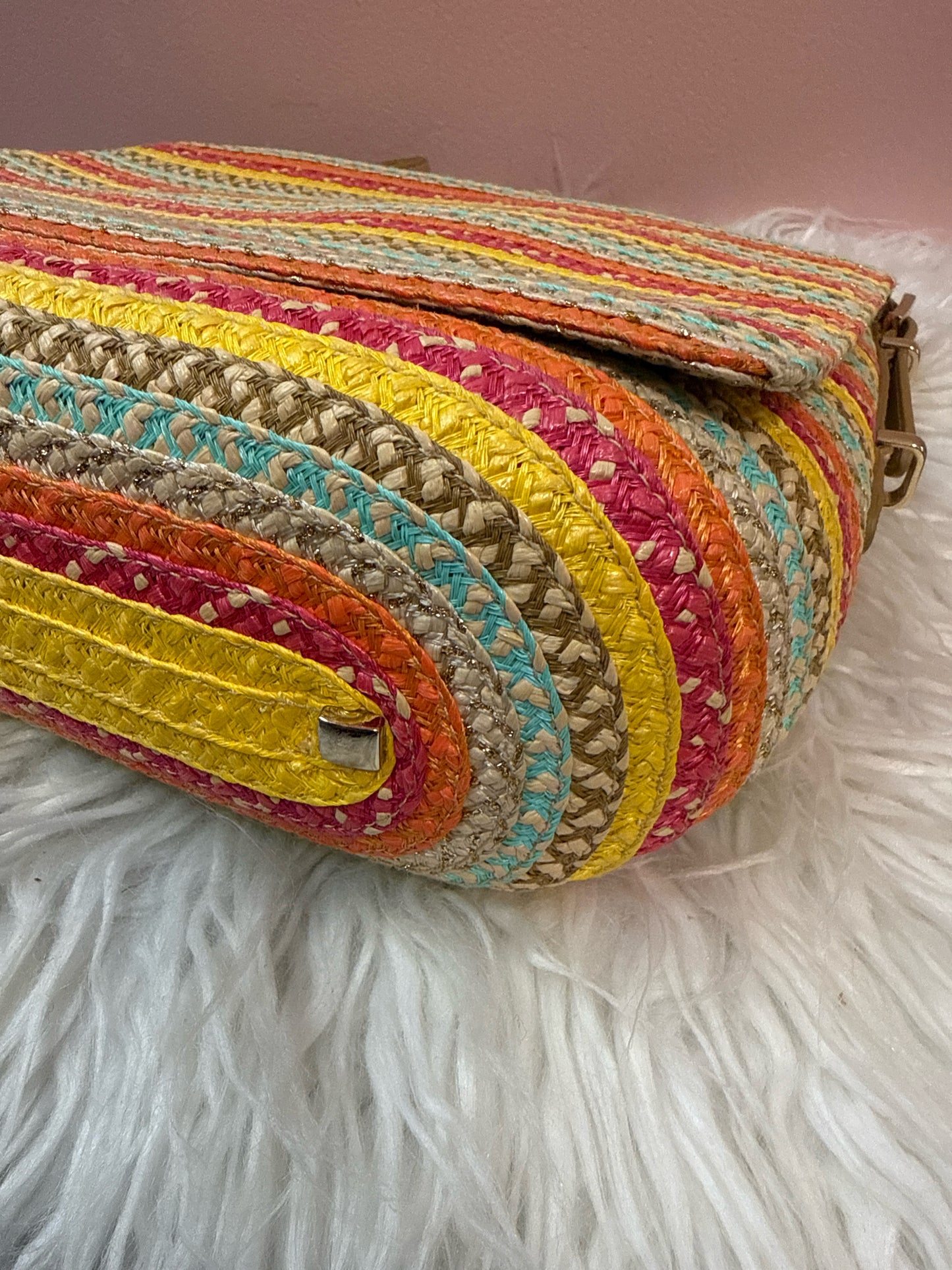 Eric Javits Striped Straw Shoulder Bag