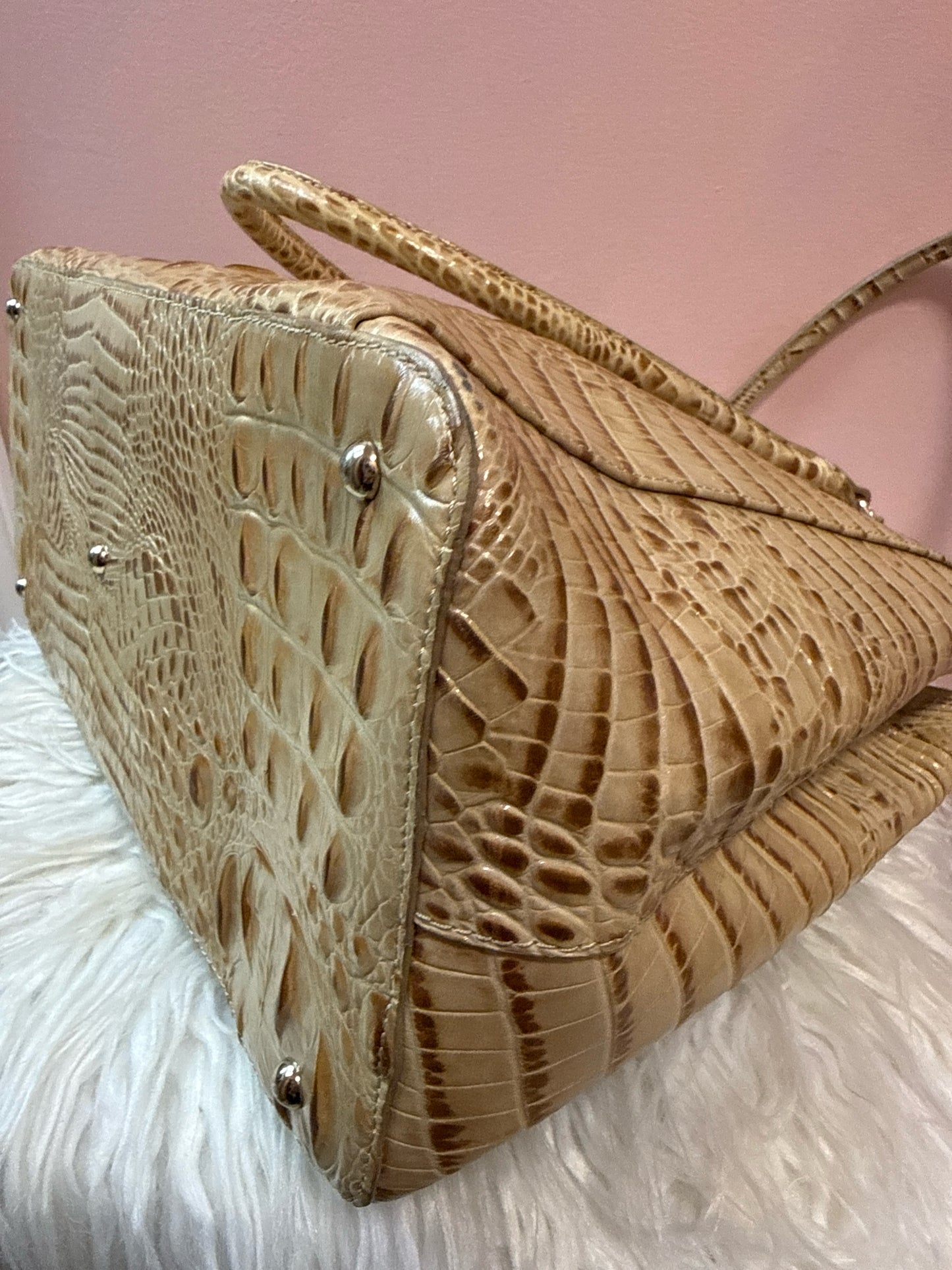 Brahmin Joan Tote in Champagne Croc Embossed Leather
