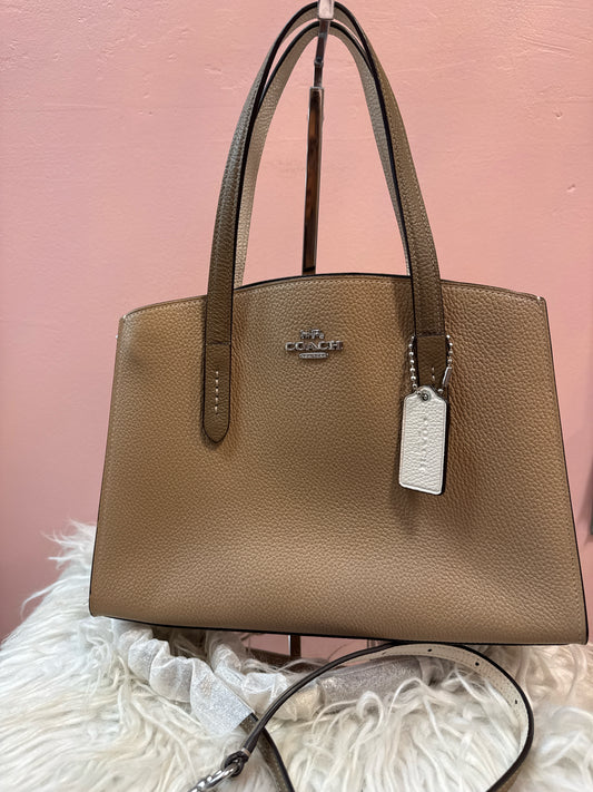 Coach Charlie Carryall in Taupe with Animal Print Side Gussets