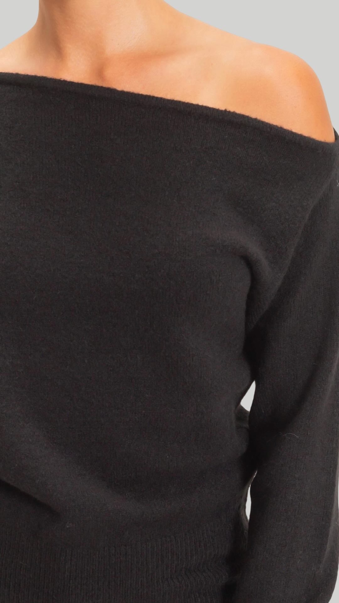 Off the Shoulder Sweater Top in Black and Green