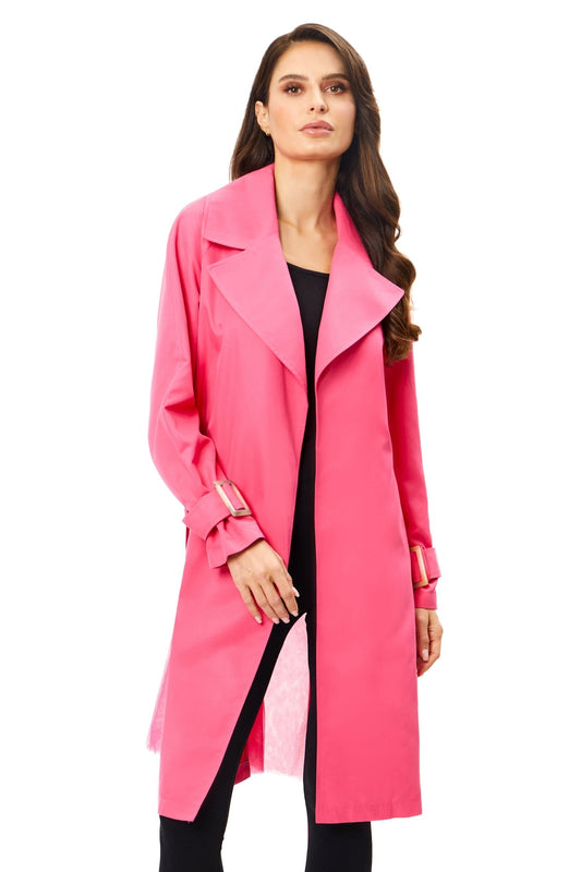 PINK BELTED LIGHTWEIGHT COAT S
