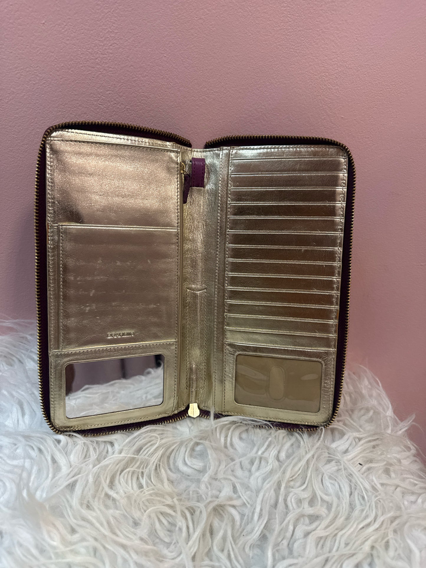 Brahmin Mulberry Orchid Embossed Travel Wallet
