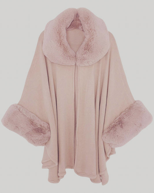 Light Pink Faux Collar and Cuff Poncho