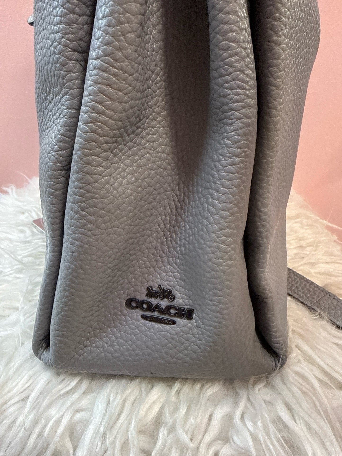 Coach Pebbled Leather Shay Shoulder Bag in Light Gray