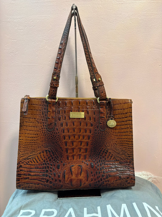 Brahmin Asher Tote in Pecan Embossed Croc Leather