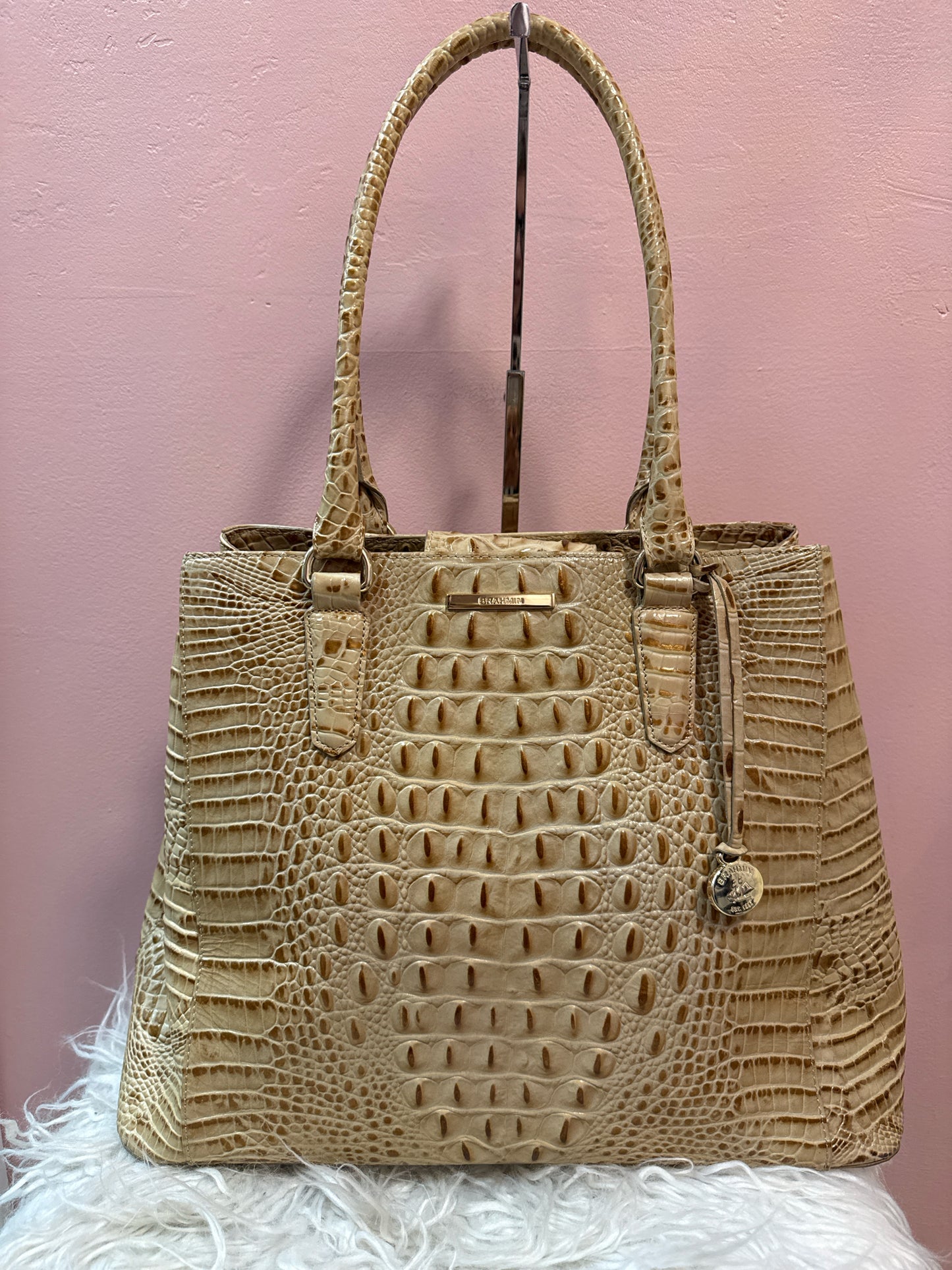 Brahmin Joan Tote in Champagne Croc Embossed Leather
