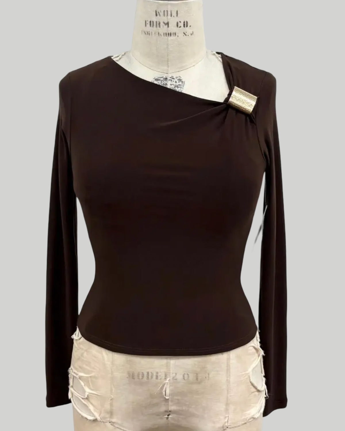 Asymmetrical Buckle Detail Top