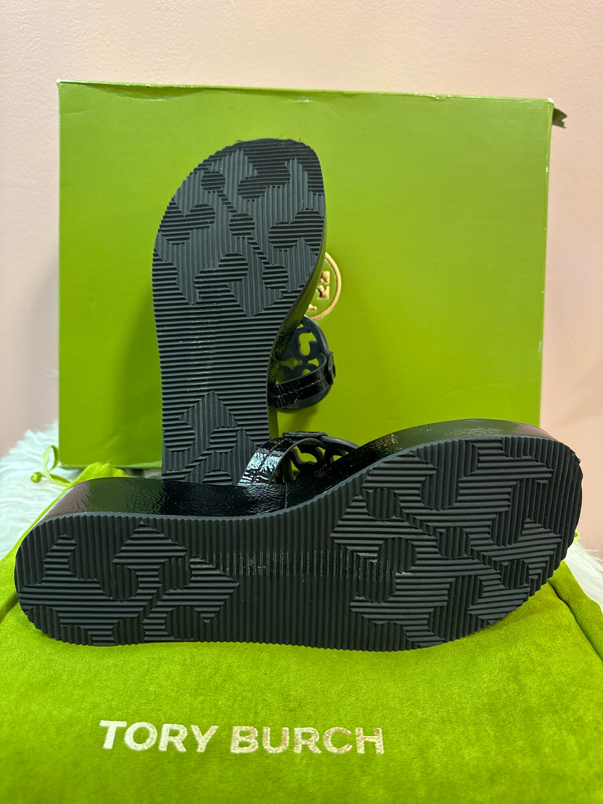 Tory Burch Miller Wedge Patent Leather Sandals