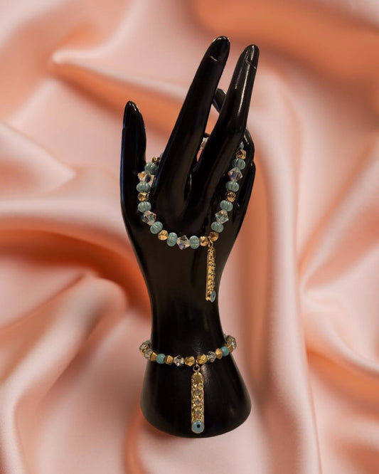 HANG THE EYE TURQUOISE BEADED BRACELET
